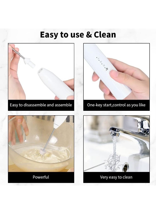 مضرب نسكافيه كهربائي محمول  مع ملحقات – يعمل بالشحن USB، مثالي للقهوة واللاتيه ( اللون ابيض ) - Image 4